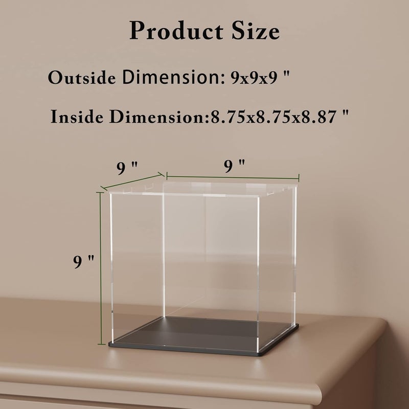 SVENJBB Acrylic Display Case, 9x9x9 Inch Acrylic Boxes for Display, Clear Display Cases with Matte Black Base and Lid for Collectibles - Image 4